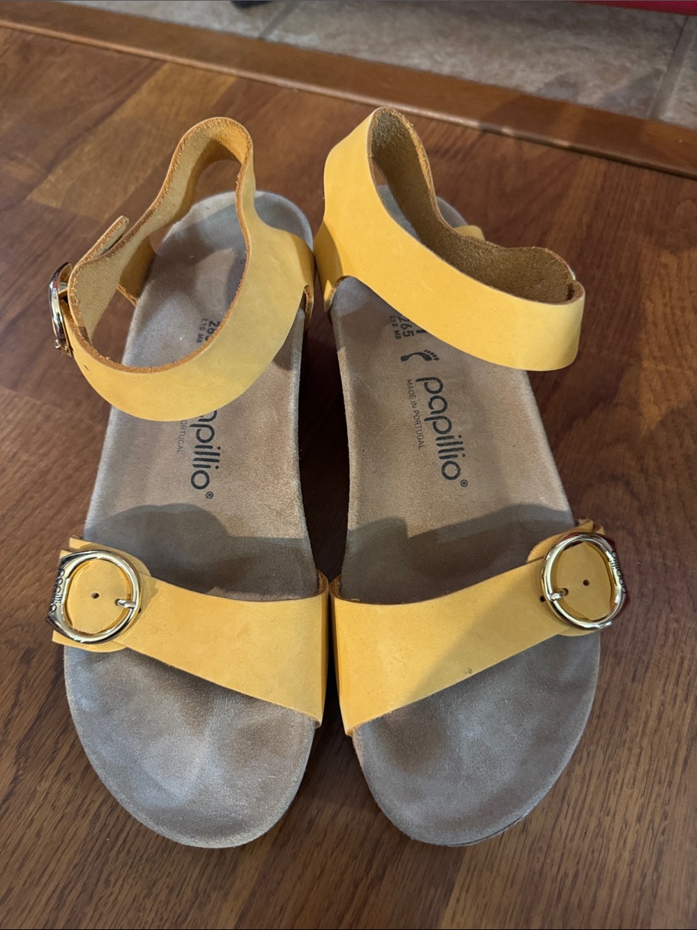 Papillio Women's Yellow Ankle-Strap Buckle Sandals
